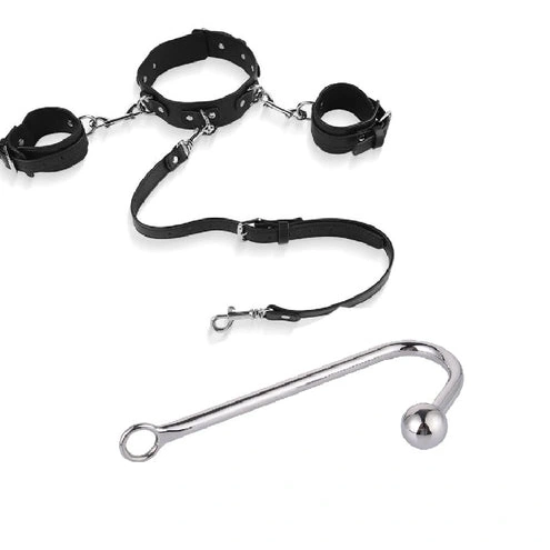 Beaded Anal Cuffs with 5334 and Elegant Hook Collar 0806